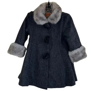 The Children's Place Girls Wool Long Coat with Rosettes 24Mos